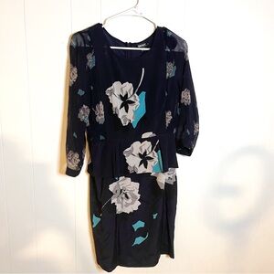DKNY Black Floral Long Sleeve Dress Size 4